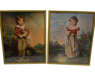 1128 - Pair Framed Prints 21 x 16.5
