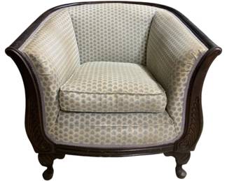 2503 - Vintage Carved Barrel Chair 32 x 33 x 32
