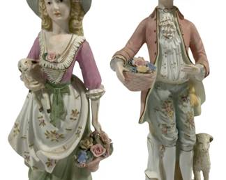 376 - Pair Woman & Man Figurines 13"

