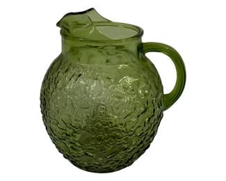 487 - Anchor Hocking Lido Milano Glass Ball Pitcher Avocado Green - 9.5" tall

