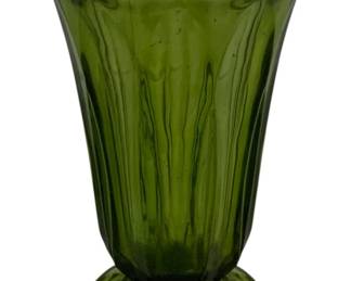 977 - Indiana Avocado Green Scalloped Vase 8.5"
