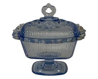 447 - Indiana Old Colony Lace Edge Blue Candy Dish 7 x 8 x 5.5
