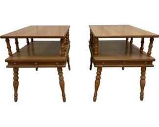 2002 - Pair Vintage 2 Tier Tables 24 x 29.5 x 19.5
