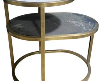 2536 - Alden Parkes Marble & Brass Side Table 27 x 20 x 28
