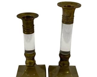 258 - Pair Candleholders 6.5" & 7.5"
