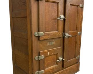 2056 - Vintage Oak 3 Door Icebox 48 x 36 x 22
