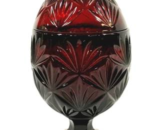 601 - Cristal D'Arques Red Covered Egg Dish 9"
