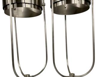 2314 - Matching Pair Tall Stainless Lamps 38 x 16 Lamp direct from showroom, untested
