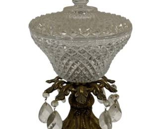 940 - Vintage Covered Compote w/ prisms 13.5"
