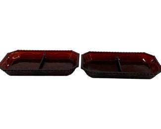 1410 - 2 Avon Ruby Red Cape Cod Relishes 9.5 x 5.5
