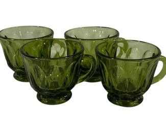 970 - 4 Anchor Hocking Fairfield Avocado Cups 3"
