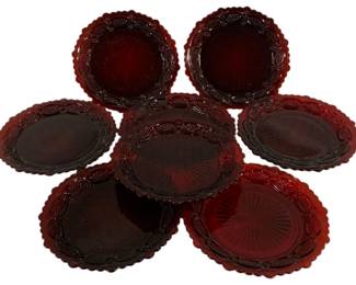 1412 - 8 Avon Ruby Red Cape Cod 7" Plates
