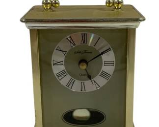 218 - Seth Thomas Quartz Clock 3 x 6 x 4 used as-is electric/electronic/mechanical item - no guarantee all components, untested
