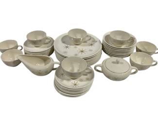 1346 - French Saxon Starburst Service for 8 plus creamer & sugar, unused condition
