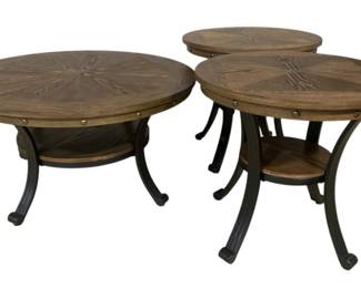 2376 - Powell Round 3 Piece Coffee Table Set coffee table 19 x 36 end tables 23.5 x 24
