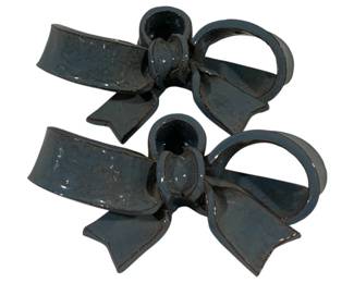 900 - Pair Ceramic Bow Candleholders 7 x 4

