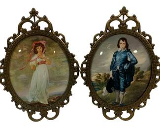 942 - Vintage Framed Pinkie & Blue Boy 17 x 12
