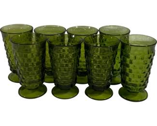 406 - 8 Indiana Glass Colony Cubist Footed Tumblers 6" tall
