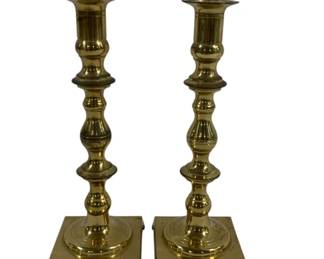 338 - Pair Brass Candlesticks 9.5"
