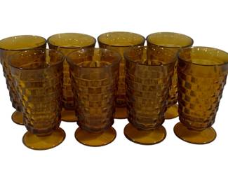 606 - 8 Whitehall Amber Iced Tea Glasses 6"
