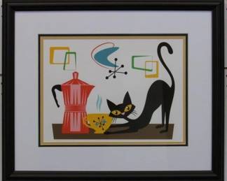 9150 - CAT WITH COFFEE CUP 18 X 21.5
