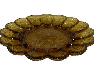 859 - Indiana Glass Amber Hobnail Deviled Egg Tray 11.5"
