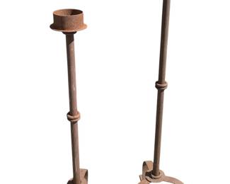 3317 - Pair Metal Candle Stands - 51" & 41"