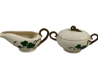 1518 - Metlox Poppy Trail Ivy Creamer & Sugar 3"
