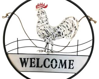 2434 - Metal Welcome Chicken Sign 18"
