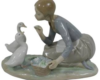 3283 - Lladro Feeding Geese Figure 6.5"
