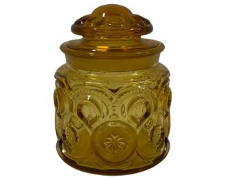 597 - LE Smith Moon & Stars Amber Jar 5.5"
