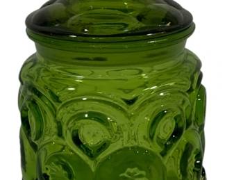 809 - LE Smith Moon & Stars Green Jar 6"
