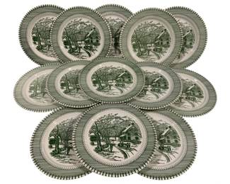 1002 - 15 Currier & Ives Country Life Dinner Plates 10.5"
