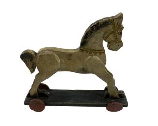198 - Wood Horse on Skate 12 x 11 x 4
