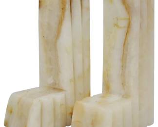 722x - Pair Onyx Marble Bookends 6"
