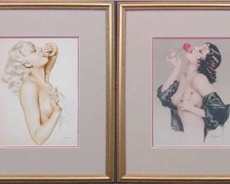 9085 - SET OF 2 DECO GIRLS BY ALBERTO VARGAS 15 X 18
