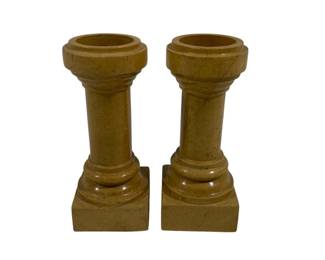 185 - Pair Marble Candleholders 6.5"
