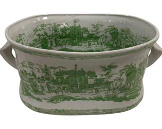 1486 - Green & White Large Tub 9 x 19 x 13

