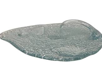 1611 - Don Shephard for Blenko Glass Mouse Tray clear glass handled serving tray 14 x 10
