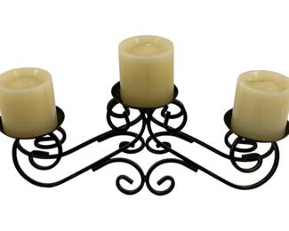 734 - Metal Candleholder w/ Candles 9 x 16 x 4

