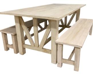 2481 - Dining Table w/ 2 Benches table 30 x 72 x 36 benches 16 x 63 x 14
