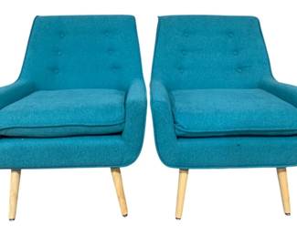 2414 - Pair Powell Teal Accent Chairs 33 x 27 x 26
