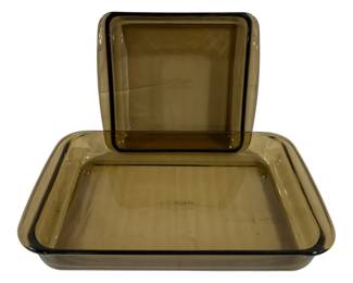 473 - 2 Pyrex "Fireside Brown" Baking Dishes 10.5 x 9 & 9 x 15
