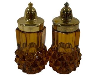575 - Anchor Hocking Diamond Point Salt & Pepper amber 4"

