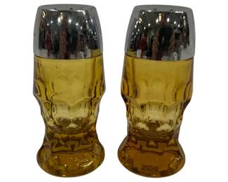 588 - Pair Anchor Hocking Georgian Salt & Pepper Amber 4"
