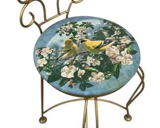 2352 - Metal Vanity Chair w/ Birds 26 x 14 x 16
