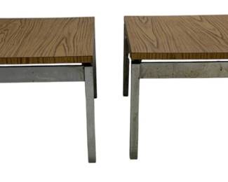 1705 - Vintage Pair Mid-Century Chrome Base Tables 19 x 25 x 21
