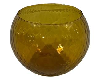 417 - Amber Empoli Diamond Optic Glass Bowl 7 x 8
