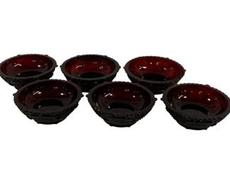 1404 - 6 Avon Ruby Red Cape Cod 5.5" Bowls
