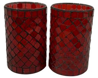 707 - Pair Red Mosaic Hurricanes 6"
